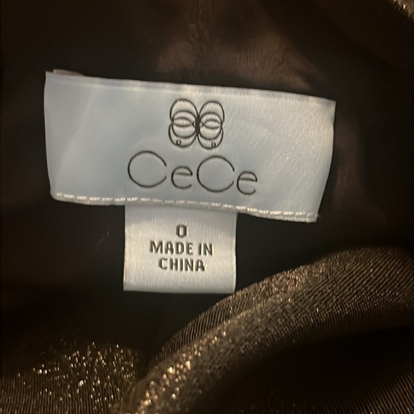 CeCe Black Metallic Shimmer Lurex Flare Skirt Size 0 - Picture 8 of 10